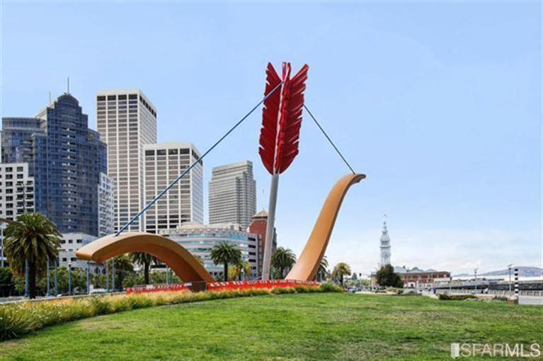 Rincon Park is home to Claes Oldenburg's Cupid's Span sculpture...