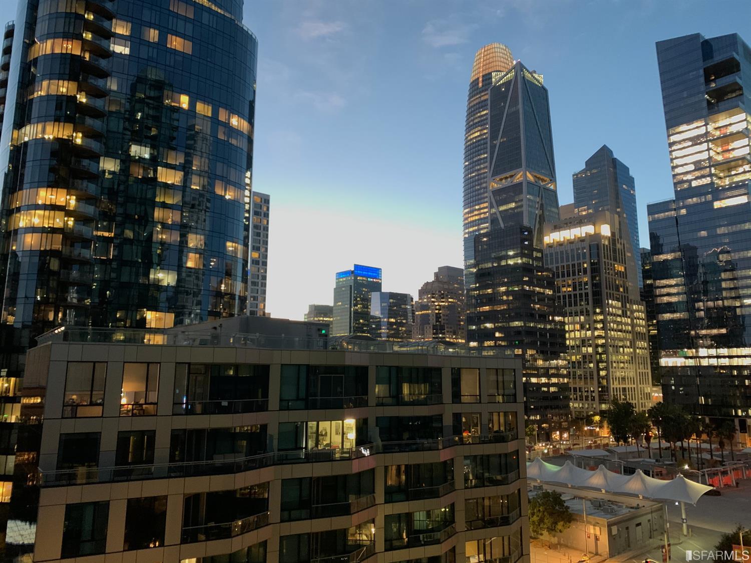 Twilight time outlooks from the living room.