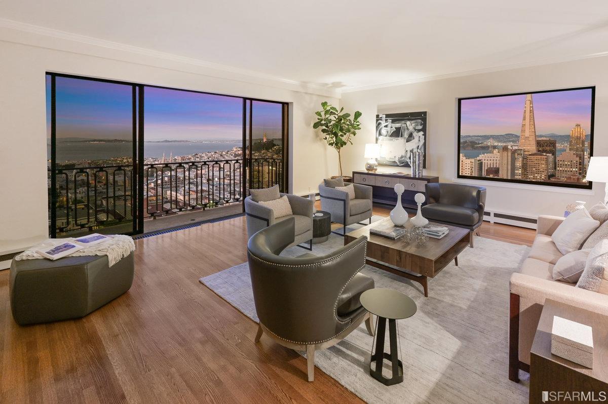Positioned on the building's prime northeast corner, this beautifully renovated 2,780sqft residence has sweeping views of the North Bay, Coit Tower, Bay Bridge and Downtown. The keyed access elevator takes one to a large private foyer. Building amenities include an elegantly landscaped drive in entrance with over a dozen guest parking spaces, 24-hour doorman, on site management and valet guest parking. In front of 1170 Sacramento is Huntington Park and steps away from the Fairmont, Huntington & Mark Hopkins Hotels, Grace Cathedral and the Pacific Union Club.