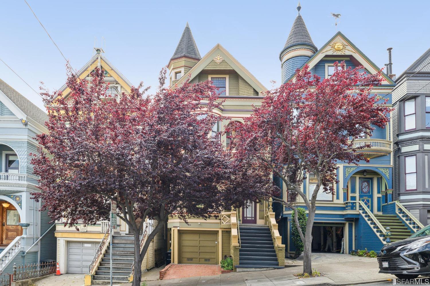 Experience the vibrancy of living in an exquisite Queen Anne Victorian on NOPA's treasured Broderick Row! 4 lvls of stunning Victorian details pair w/ an impeccable remodel, separate studio unit on ground lvl, a walk-out yard & blue-sky views.Cranston & Keenan's 1892 design has been meticulously redesigned throughout w/ a designer's touch. A breathtaking experience from the moment you enter; a sprawling triple parlor is showcased by towering Victorian ceilings. The home's stunning elaborate exterior details are perfectly matched by its elaborate interior trimmings.Published inMay 2016 House Beautiful, the kitchenfeatures abundant inlaid cabinetry, a farm + task sink & new fixtures thoughtfully chosen to blend w/ the home's period details. All baths, including the home's primary suite, are simply top-notch; recently remodeled w/ consistent finishes, clad / gleaming floor-to-ceiling tile, awesome lighting, walk-in glass shower enclosures & marble accents.All practicalities in place; sunroom makes for an ideal home office, abundant built-ins & closets + W/D in a large utility area. On ground lvl you'll find a charming separate studio unit w/ its own separate entrance from Broderick St. & direct access to the home's yard, a spacious1-car grg w/ internal access & car charger.