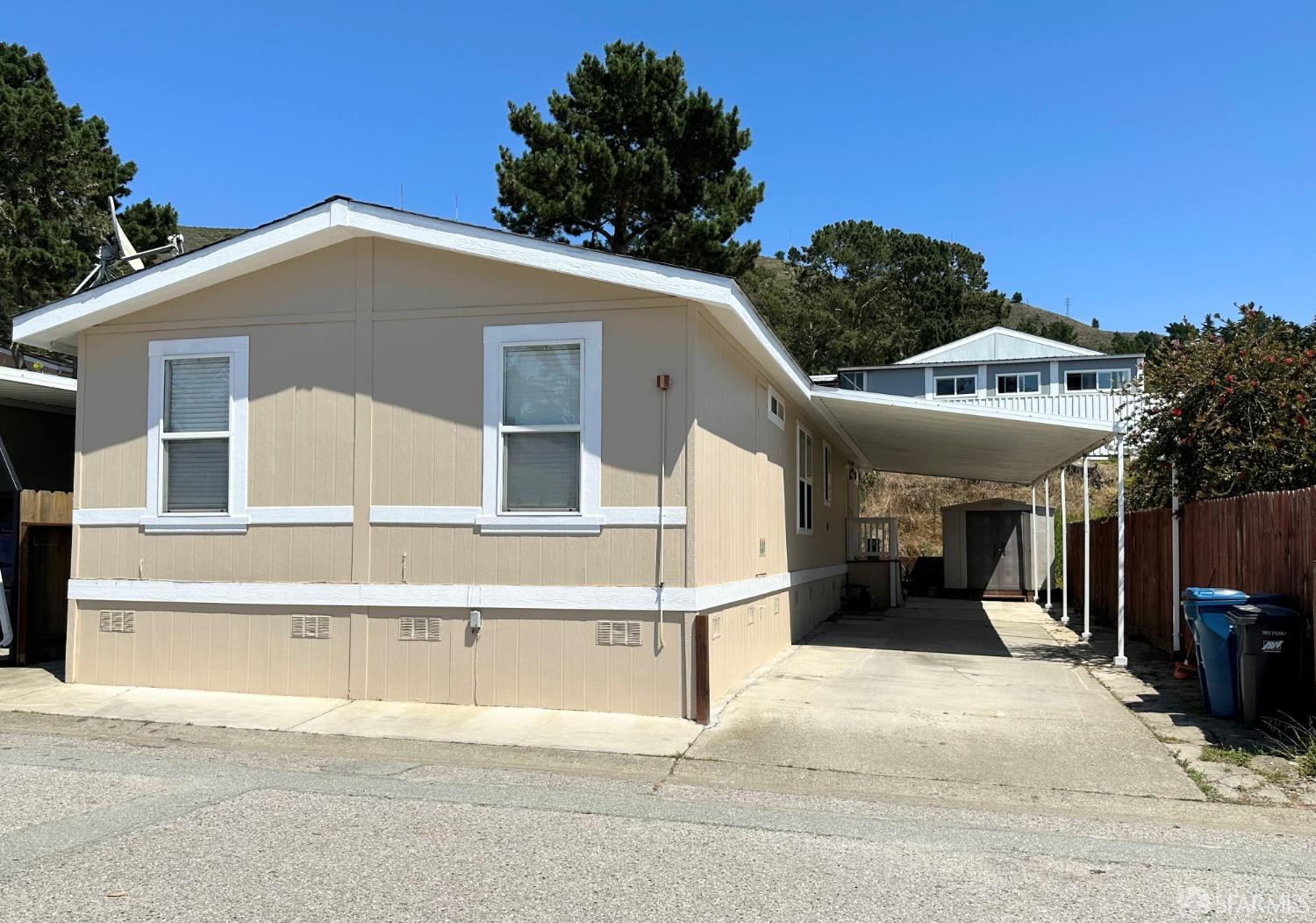 Welcome to Daly City's desirable gated family community. The Franciscan Park. This bright and spacious manufactured home consist of 3 bedrooms, 2 baths plus an office. Open kitchen, granite counter tops, newer appliances, large dinning room/ living room area with High ceiling and skylights, Auto Sprinkler system through out the house.2 car spaces carport and a storage shed. 4 months new roof and new exterior paint. Home had remodeled 6 years ago. Space rent $1,467.00  Enjoy the multiple amenities that the Franciscan park has to offer: Clubhouse, swimming pool, exercise facilities, card/billboard room, BBQ area, Security guard at entrance and many more. Convenient location, near schools, transportation and Colma BART station.
