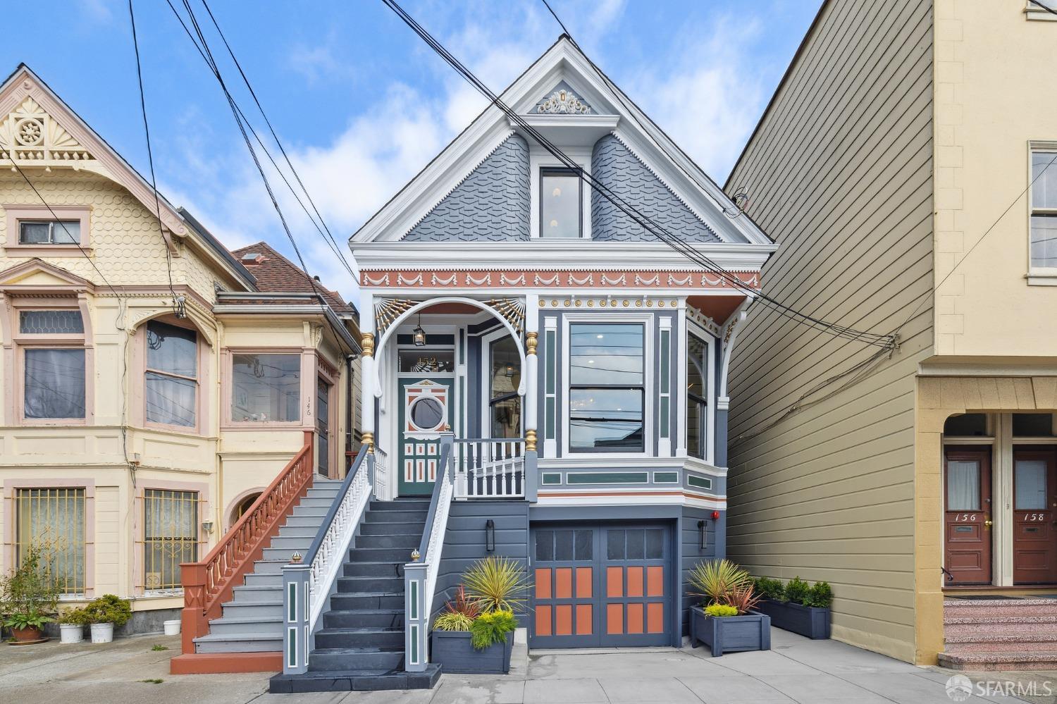 Step into modern elegance at 152 4th Avenue, a beautifully remodeled Victorian home in San Francisco's Lake Street neighborhood.  This classic-meets-contemporary gem showcases fabulous entertaining spaces, feat. a LR w/ stone fireplace, white oak floors set in a striking herringbone pattern & high ceilings with skylights providing an airy and open ambiance. Well-appointed kitchen with a central island clad in Italian marble, a stunning Italian range, a butler's pantry and breakfast nook. The DR with its wet bar, and flows into the lounge area overlooking the yard. A tucked away powder room offers additional convenience for your guests.  Upstairs, 3 well proportioned bedrooms & 2 baths, incl. a luxurious primary suite with sitting area, walk-in closet and terrace. The lower level offers a media room w/ wet bar & storage, 2 more bedrooms, one of them en-suite and 2 baths.The leveled backyard offers the perfect canvas for child play, gardening, and outdoor entertaining with a tiled patio area . A laundry room,1-car garage w/ EV charger, radiant floor heating, and built-in speakers add practicality to luxury living. New systems throughout incl. new plumbing, electrical, HVAC, sprinklers, foundation & roof. A+ location close to local restaurants & shops and minutes from the Presidio.