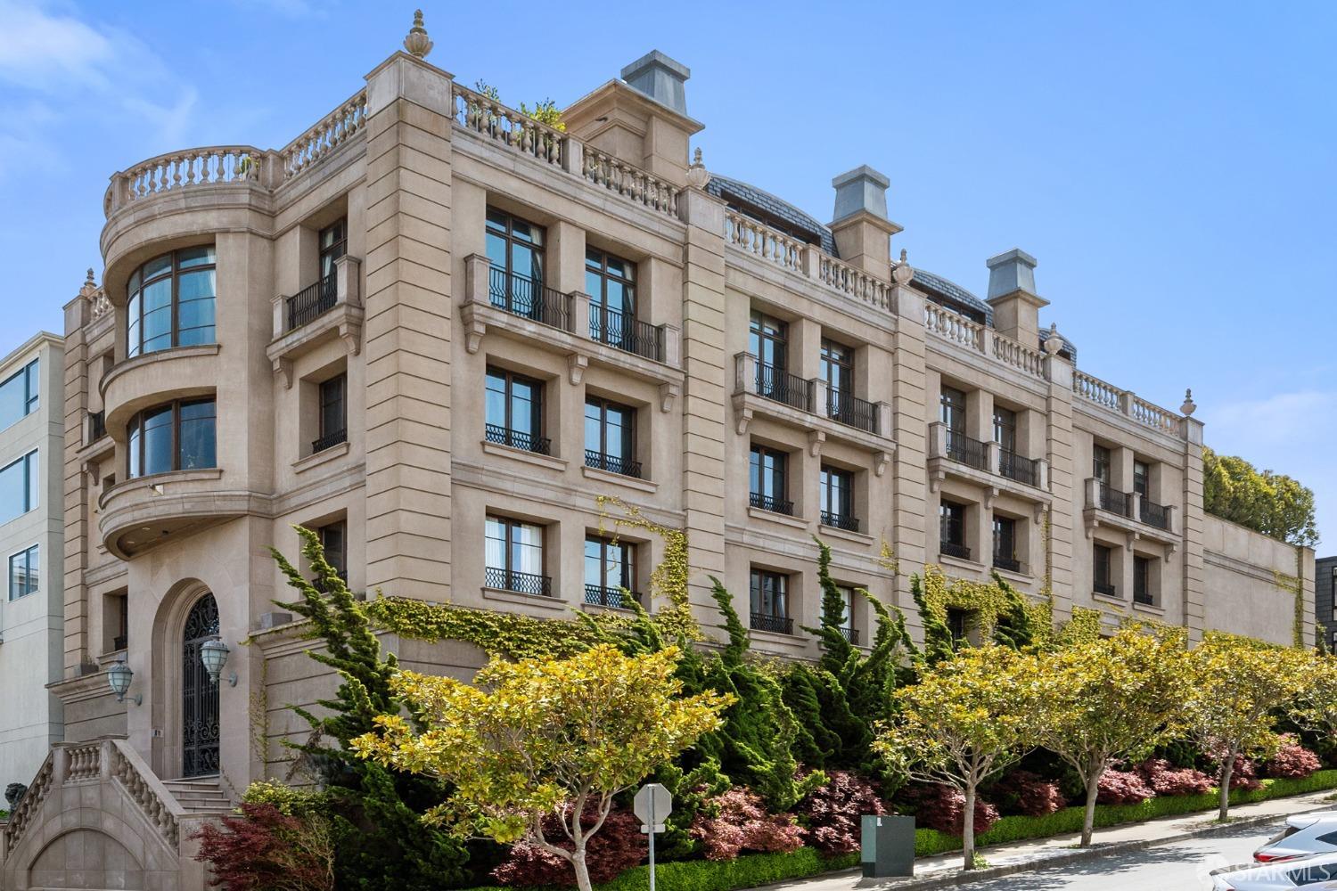 Live on the legendary Gold Coast of Pacific Heights in one of its most masterfully constructed and engineered bay view mansions, completed c. 2004. This much published, imposing corner residence is one of San Francisco's premier properties. It boasts panoramic views stretching from the Golden Gate Bridge to Marin, across the bay to Alcatraz, the East Bay, and beyond. Built with concrete and steel and showcasing stellar craftsmanship and luxe finishes, it features 7 bedrooms; 7 full baths; 2 half baths; a glamorous lacquered living/dining salon ideal for entertaining; a light-filled great room that encompasses the open, eat-in kitchen and family room; a spacious library; a sensational pub/billiards room; sun-drenched south lawn; and a stunning Golden Gate view roof terrace w/ tiled spa. The sophisticated smart home has an elevator, an elegant serpentine staircase, gym, wine cellar, high ceilings, walnut floors, 14 sets of mahogany French doors, 2 fireplaces, big laundry room w/ pet bath, radiant heating, abundant storage and large garage. Billionaire's Row is a serene enclave known for its majestic homes, notable residents and unrivaled views. This is a rare opportunity to own a custom-built residence in a world-class location with world-class views and exceptional outdoor space.
