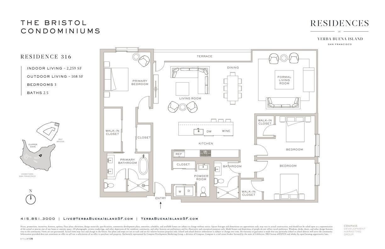 Detail Gallery Image 7 of 45 For 1 Bristol Ct #316,  San Francisco,  CA 94130 - 3 Beds | 2/1 Baths