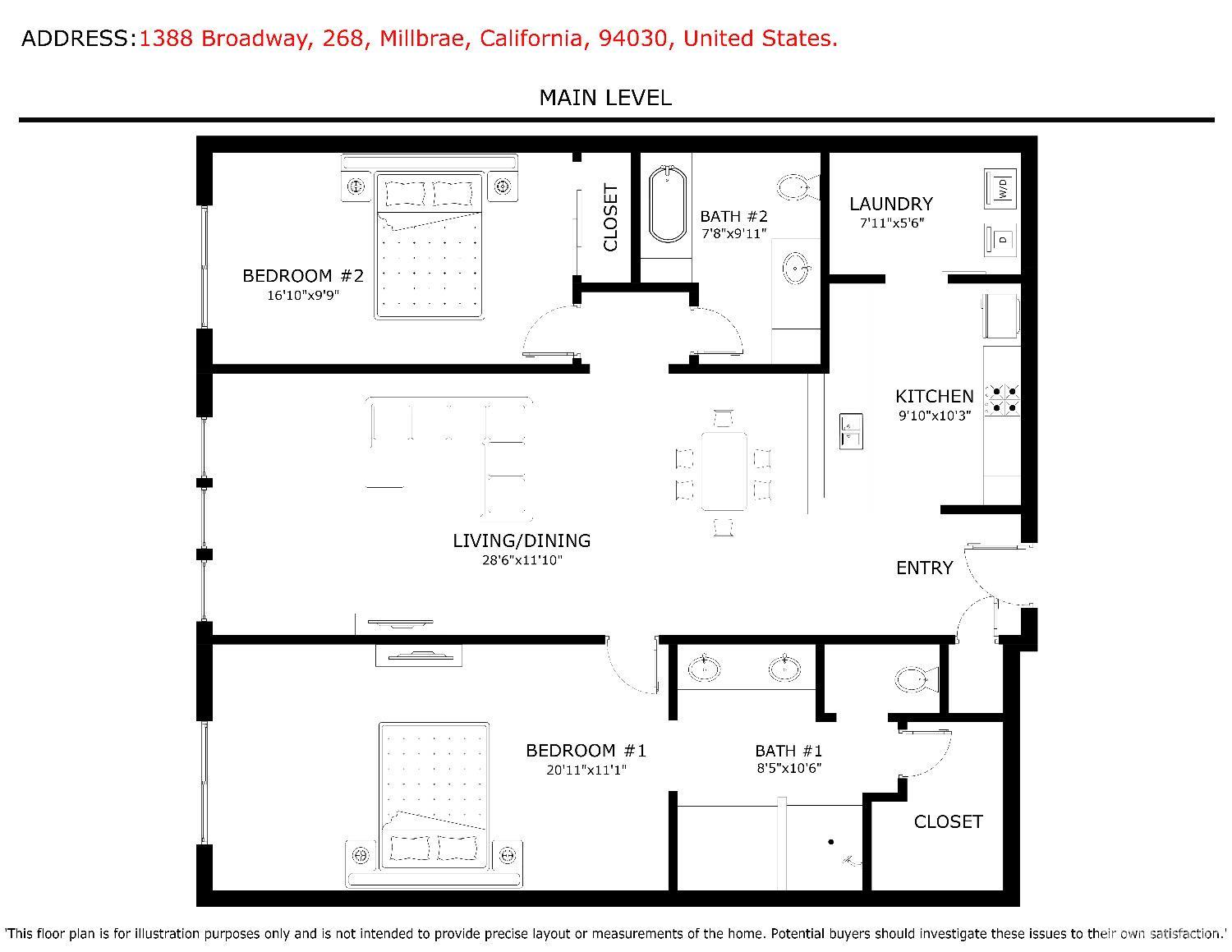 Detail Gallery Image 10 of 10 For 1388 Broadway Ave #268,  Millbrae,  CA 94030 - 2 Beds | 2 Baths