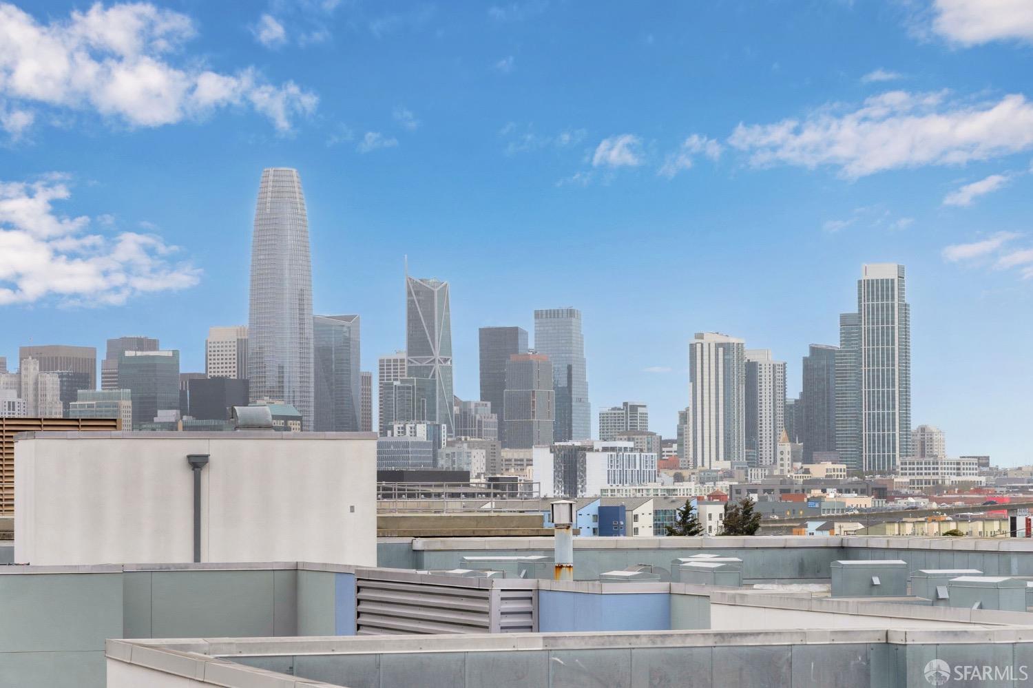 Sophisticated, split-level, top-floor corner 2BD/2BA unit in The Potrero, offering stunning city skyline views from the living room and both bedrooms. The open kitchen features spacious storage, stainless steel appliances, and ample cabinet space. The master bedroom is equipped with a convenient Murphy bed, easily folded back and forth for flexibility. Additional highlights include great storage options, an in-unit washer and dryer, and plenty of cabinet space for your belongings.    The Potrero is ideally situated above Whole Foods and is just a few blocks from the vibrant Potrero Hill neighborhood (18th Street), with its array of shops, cafes, and restaurants. The location offers excellent public transit options and is conveniently close to highways 101, 80, and 280, as well as the Bay Bridge, Caltrain, and BART stations