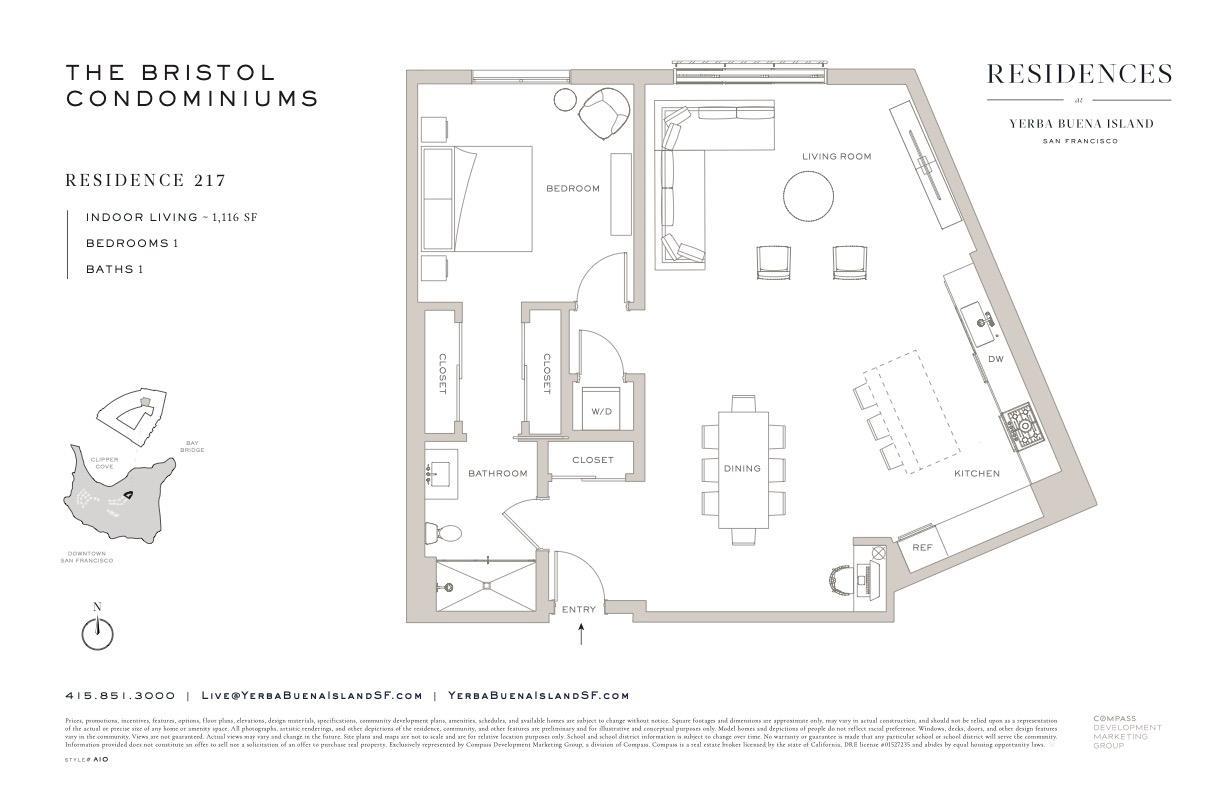 Detail Gallery Image 10 of 43 For 1 Bristol Ct #217,  San Francisco,  CA 94130 - 1 Beds | 1 Baths