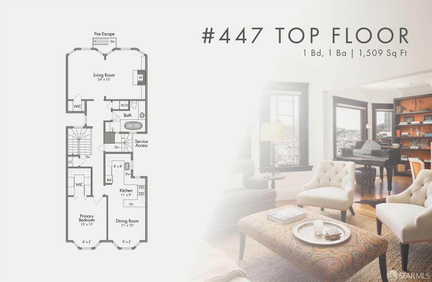 Detail Gallery Image 4 of 35 For 447 Greenwich St, San Francisco,  CA 94133 - – Beds | – Baths