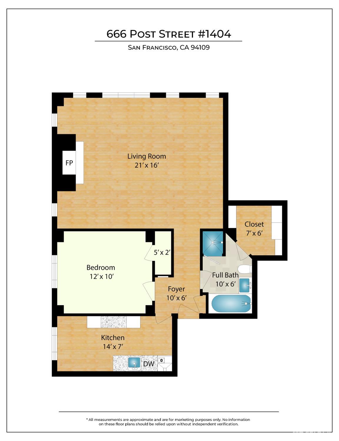 Detail Gallery Image 30 of 30 For 666 Post St #1404,  San Francisco,  CA 94109 - 1 Beds | 1 Baths