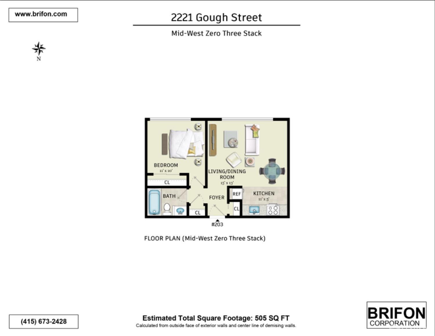 Detail Gallery Image 9 of 12 For 2221 Gough St #203,  San Francisco,  CA 94109 - 1 Beds | 1 Baths