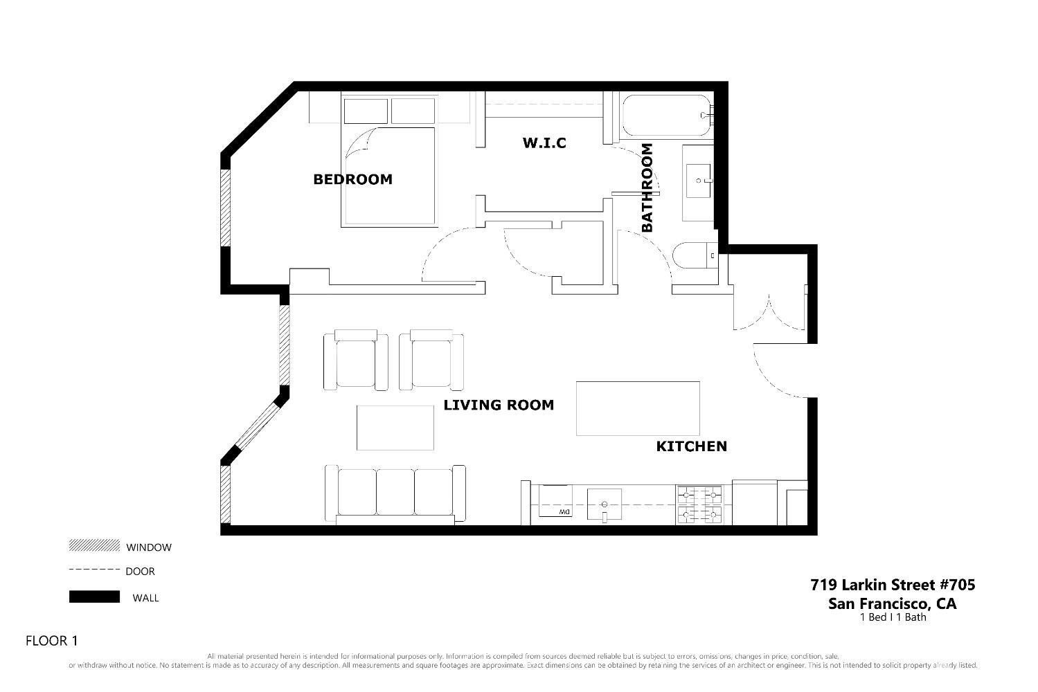 Detail Gallery Image 13 of 24 For 719 Larkin St #705,  San Francisco,  CA 94109 - 1 Beds | 1 Baths