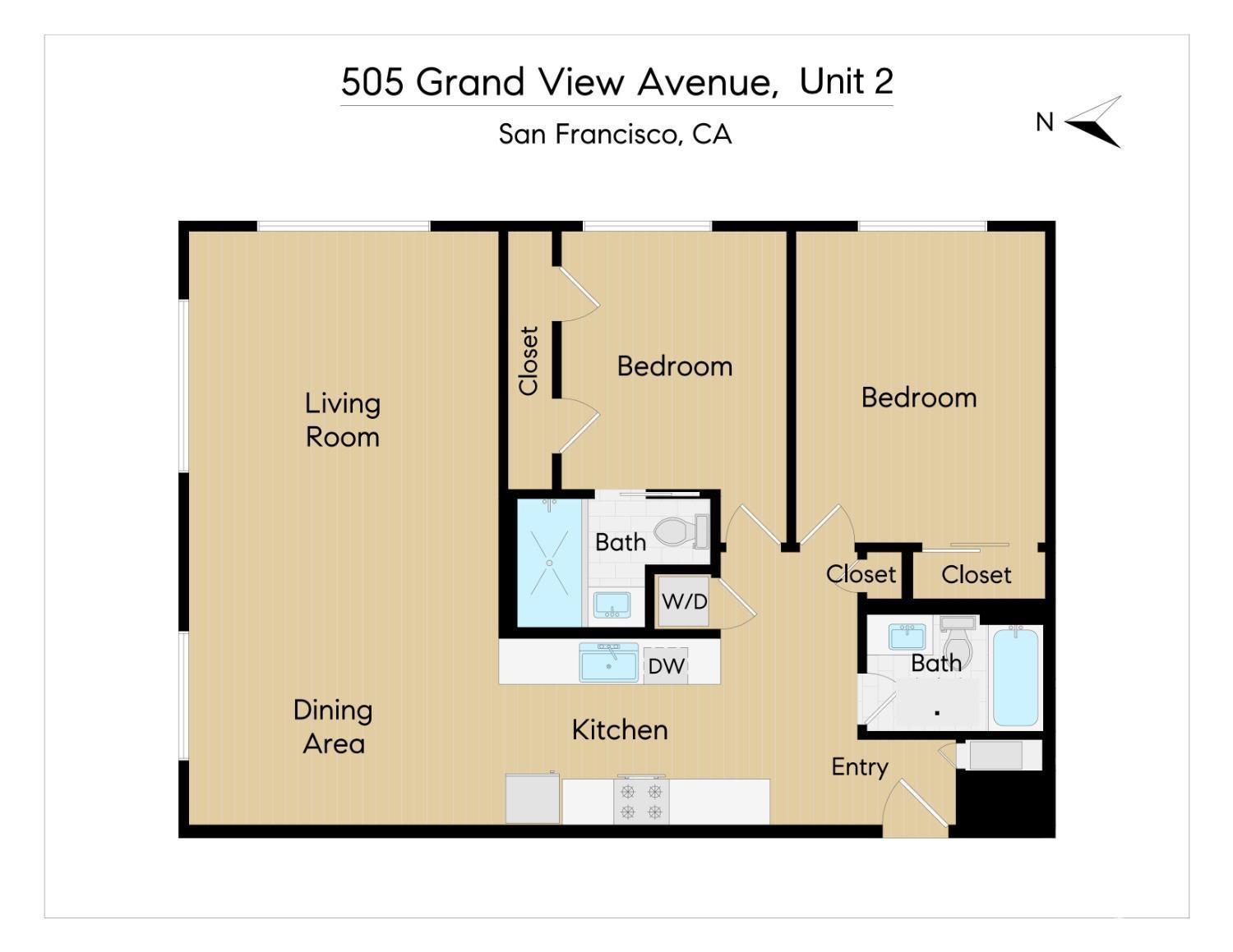 Detail Gallery Image 34 of 34 For 505 Grand View Ave #2ND,  San Francisco,  CA 94114 - 2 Beds | 2 Baths