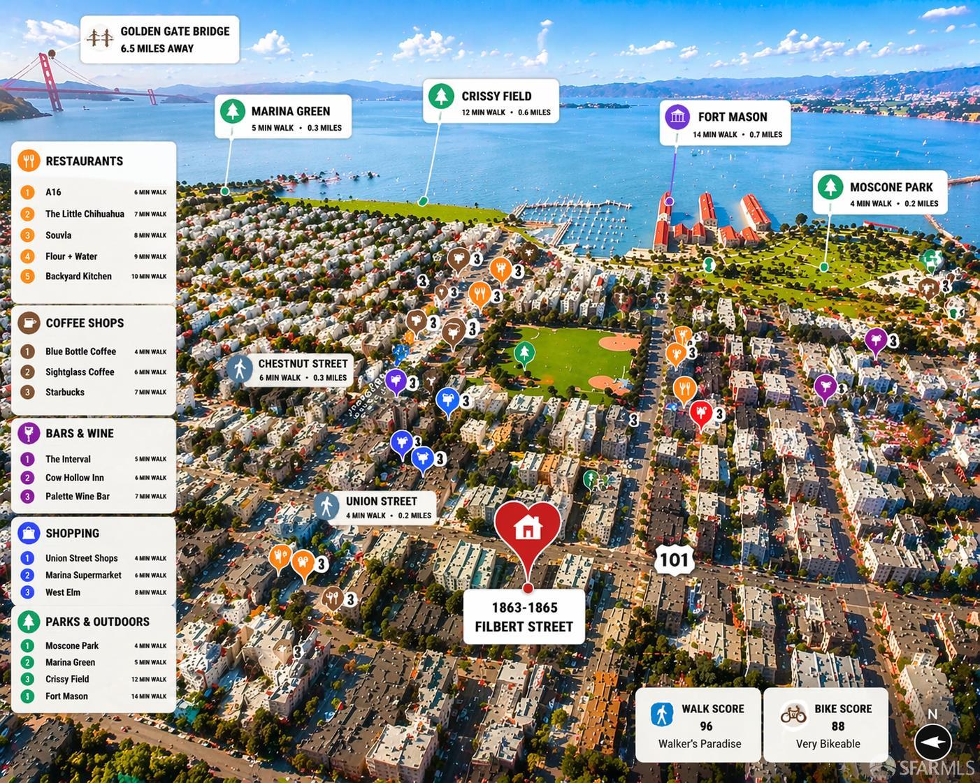 Detail Gallery Image 30 of 30 For 1863 Filbert St, San Francisco,  CA 94123 - 4 Beds | 2/2 Baths