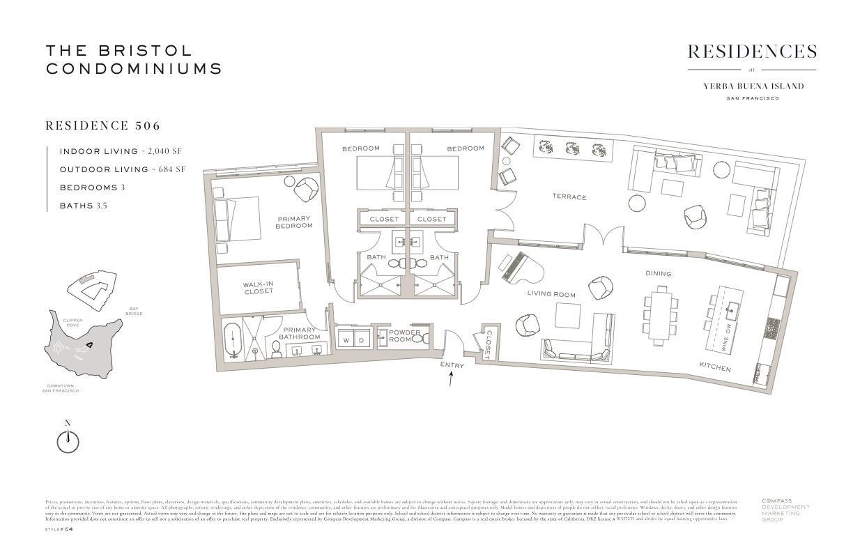 Detail Gallery Image 22 of 62 For 1 Bristol Ct #506,  San Francisco,  CA 94130 - 3 Beds | 3/1 Baths